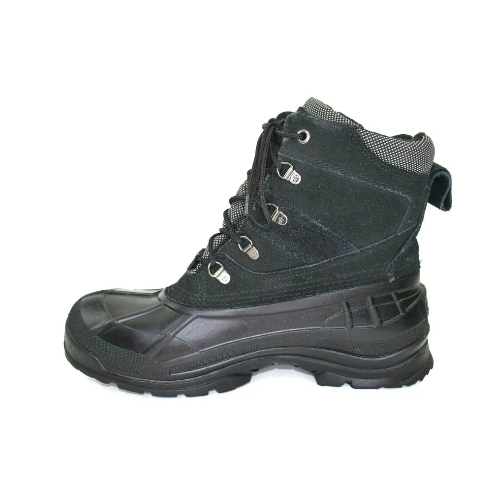 KAMIK WAUSAU Mens Waterproof Leather Winter Boots Black Size 11